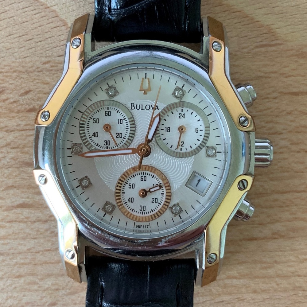 Bulova Women's Watch, Black leather band